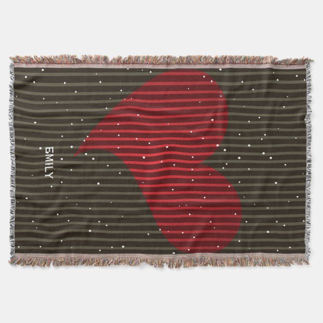 Cute Simple Sparkling Valentines Heart Throw Blanket (Front)