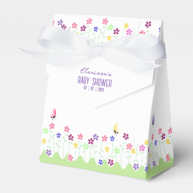 Cute Simple Spring Floral Baby Shower Favor Boxes (Front Side)