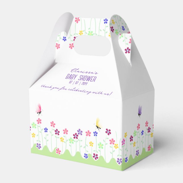 Cute Simple Spring Floral Baby Shower Favor Boxes (Front Side)