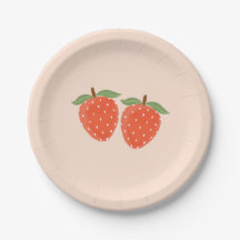Cute Simple Strawberry Paper Plate | 1st Birthday 