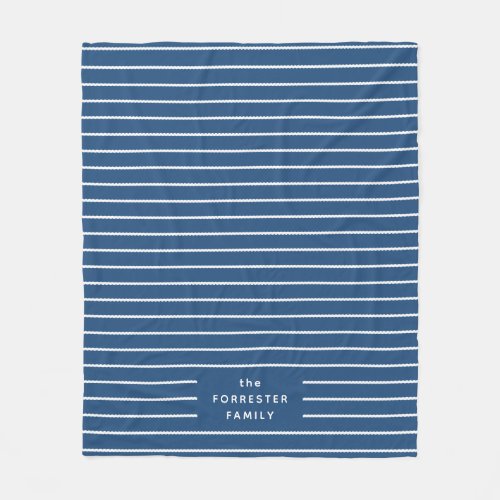 Cute simple stripes blue white family fleece blanket