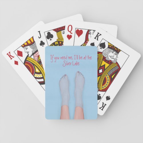 Cute Simple Summer Custom Watercolor Lake Poker Cards