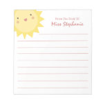 Cute Simple Sunshine From The Desk Of Teacher Notepad