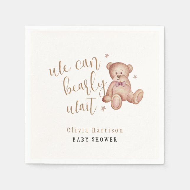 Cute Simple Teddy Bear Baby Shower  Napkins (Front)