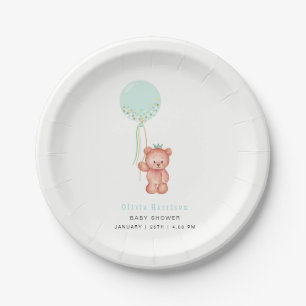 Cute Simple Teddy Bear Baby Shower  Paper Plates