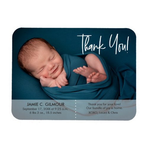 Cute Simple Thank You Baby Name Stat Photo birth Magnet