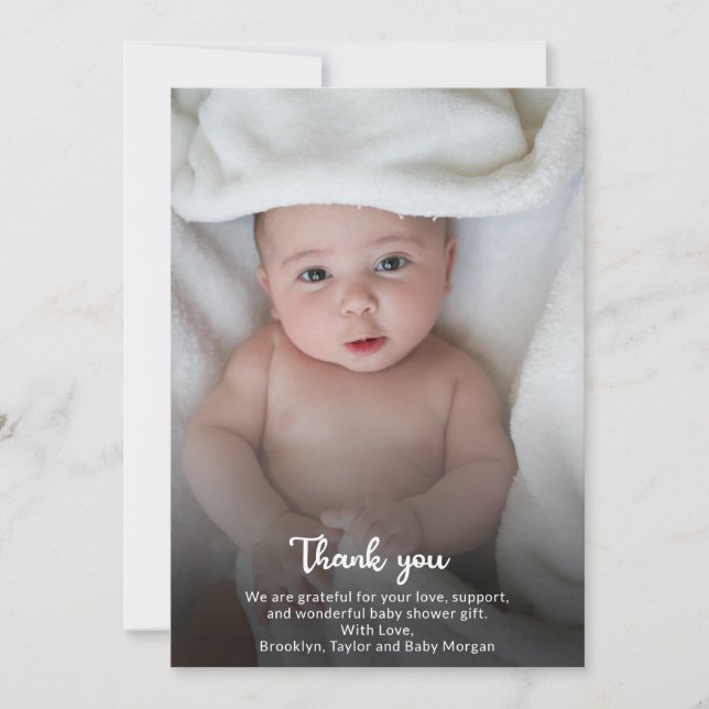 Cute Simple Thank You Custom Photo New Baby Shower (Front)