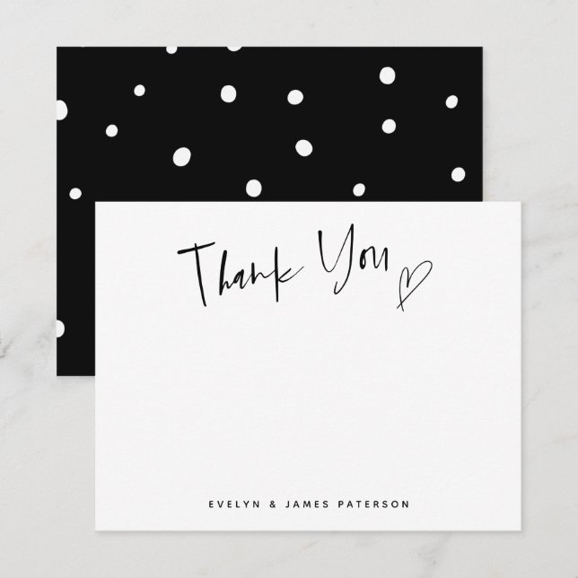 Cute Simple Thank You Heart  Note Card (Front/Back)