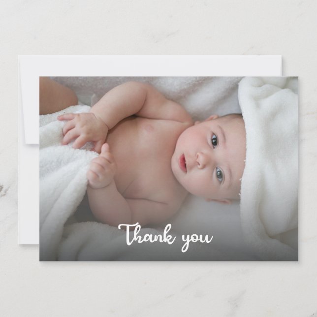 Cute Simple Thank You New Baby Shower Custom Photo Card (Front)