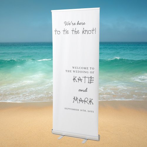 Cute Simple Tie the Knot Rope Typography Retractable Banner