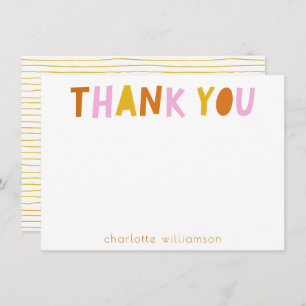 Cute Simple Typography in Pink Personalized Thank You Card