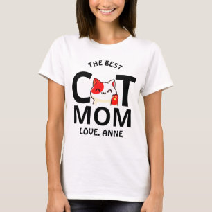  cute simple Valentine's day cat mom personalize T-Shirt