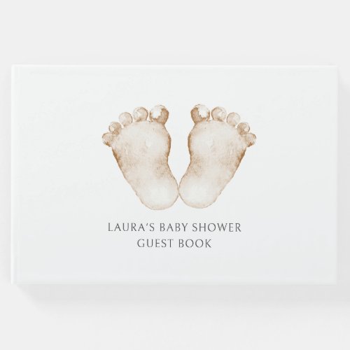 Cute Simple Watercolor Baby Feet Baby Shower Guest Book