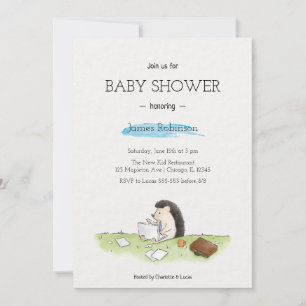Cute Simple Watercolor for Baby Boy Invitation  