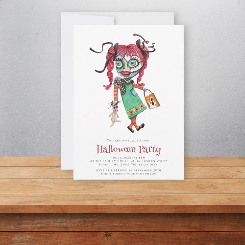 Cute  simple watercolor halloween Invitation