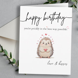 Cute & Simple Watercolor Hedgehog Birthday Card