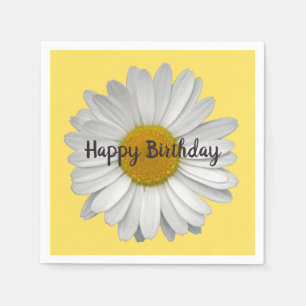 Cute Simple White Daisy Flower on Yellow Napkins