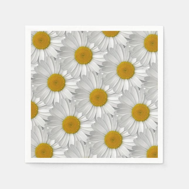 Cute Simple White Daisy Flower Pattern Napkins (Front)