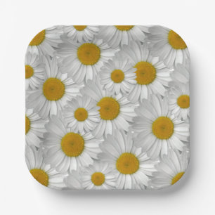 Cute Simple White Daisy Flower Pattern Paper Plates