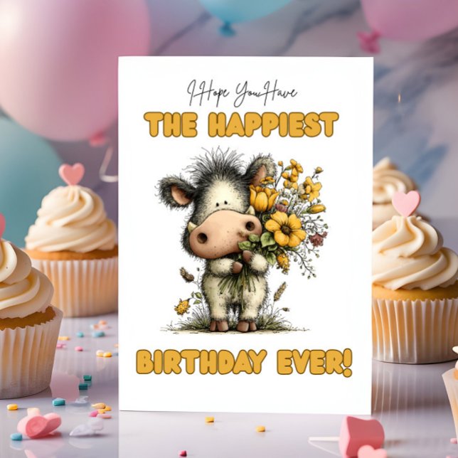 Cute & Simple Wild Boar Happiest Birthday Card (Creator Uploaded)