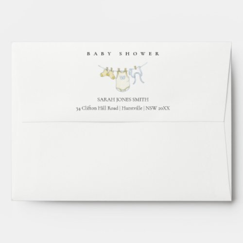 Cute Simple Yellow Baby Clothesline Baby Shower  Envelope