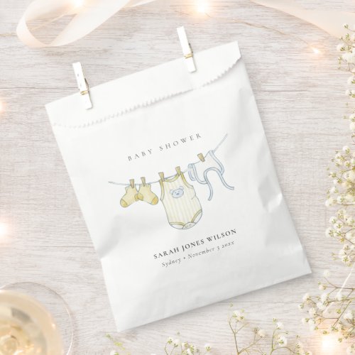 Cute Simple Yellow Baby Clothesline Baby Shower Favor Bag