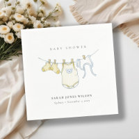 Cute Simple Yellow Baby Clothesline Baby Shower