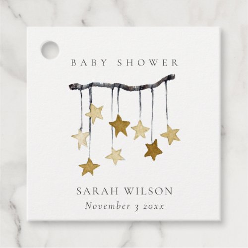 Cute Simple Yellow Neutral Star Mobile Baby Shower