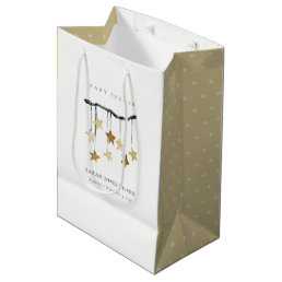 Cute Simple Yellow Neutral Star Mobile Baby Shower Medium Gift Bag