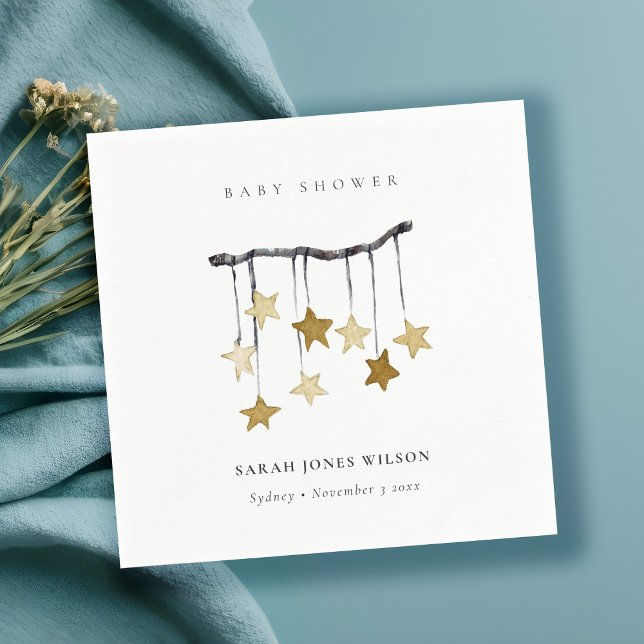 Cute Simple Yellow Neutral Star Mobile Baby Shower Napkins (Creator Uploaded)