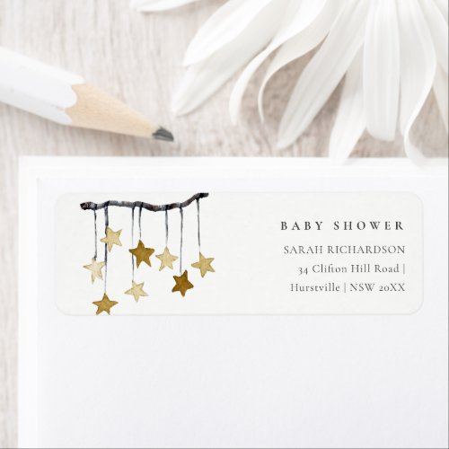Cute Simple Yellow Star Mobile Baby Shower Address Label
