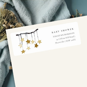 Cute Simple Yellow Star Mobile Baby Shower Address Label
