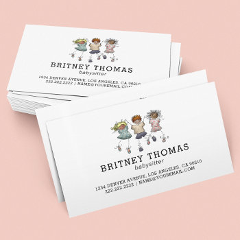 Cute Simplistic Babysitter Childcare Business Card by bubblesgifts at Zazzle