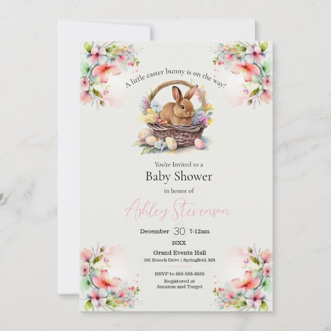 Cute simplistic Easter bunny Baby Shower  Invitati Invitation (Front)