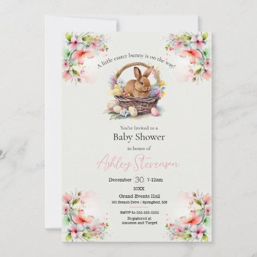 Cute simplistic Easter bunny Baby Shower  Invitati Invitation