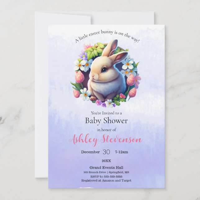 Cute simplistic Easter bunny Baby Shower Invitatio Invitation (Front)