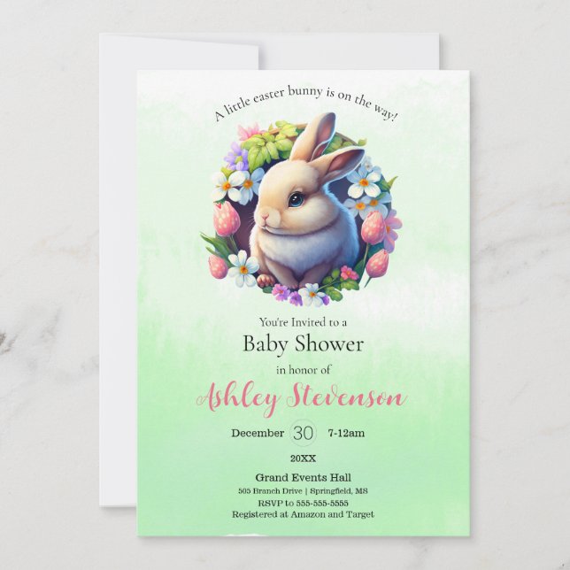 Cute simplistic Easter bunny Baby Shower Invitation (Front)