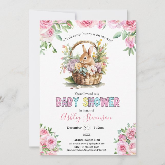 Cute simplistic Easter bunny Baby Shower Invitation (Front)