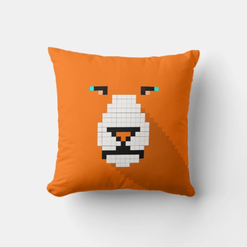 cute simplistic pixel lion throw pillow