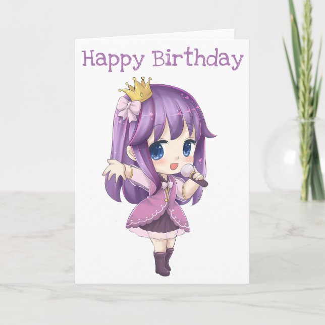 Cute Singer Happy Birthday Card (Front)