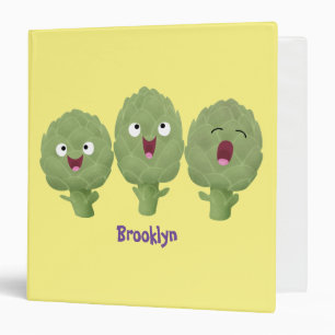 Cute singing artichokes vegetable cartoon 3 ring binder