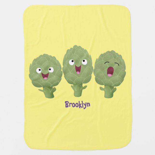 Cute singing artichokes vegetable cartoon baby blanket (Front)
