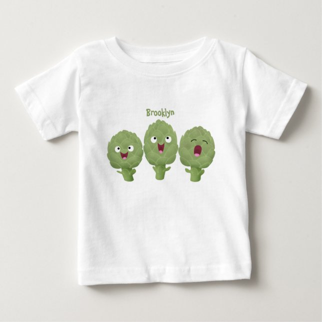 Cute singing artichokes vegetable cartoon  baby T-Shirt (Front)
