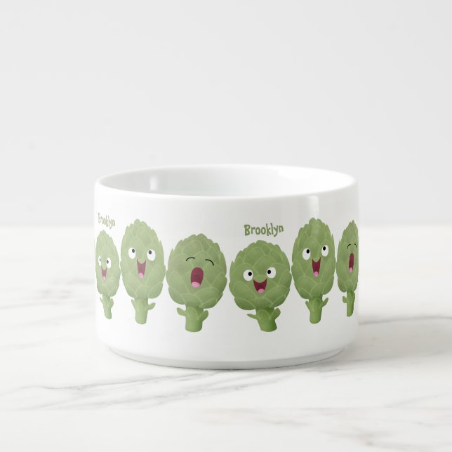 Cute singing artichokes vegetable cartoon bowl (Center)