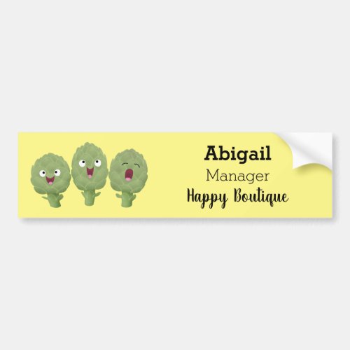 Cute singing artichokes vegetable cartoon bumper sticker