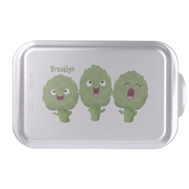Cute singing artichokes vegetable cartoon cake pan (Front)