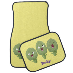 Cute singing artichokes vegetable cartoon car floor mat