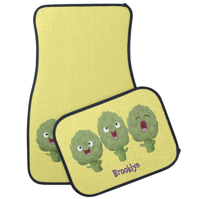 Cute singing artichokes vegetable cartoon car floor mat (Set)