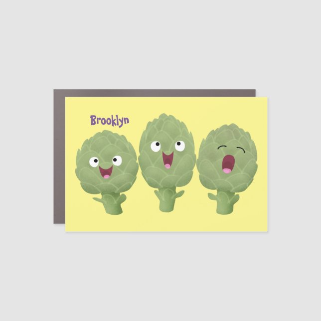 Cute singing artichokes vegetable cartoon car magnet (Front)