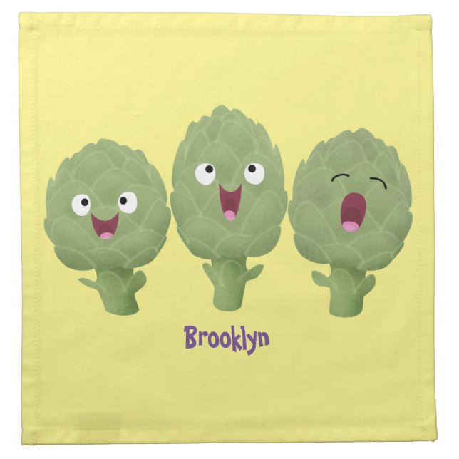 Cute singing artichokes vegetable cartoon cloth napkin (Front)